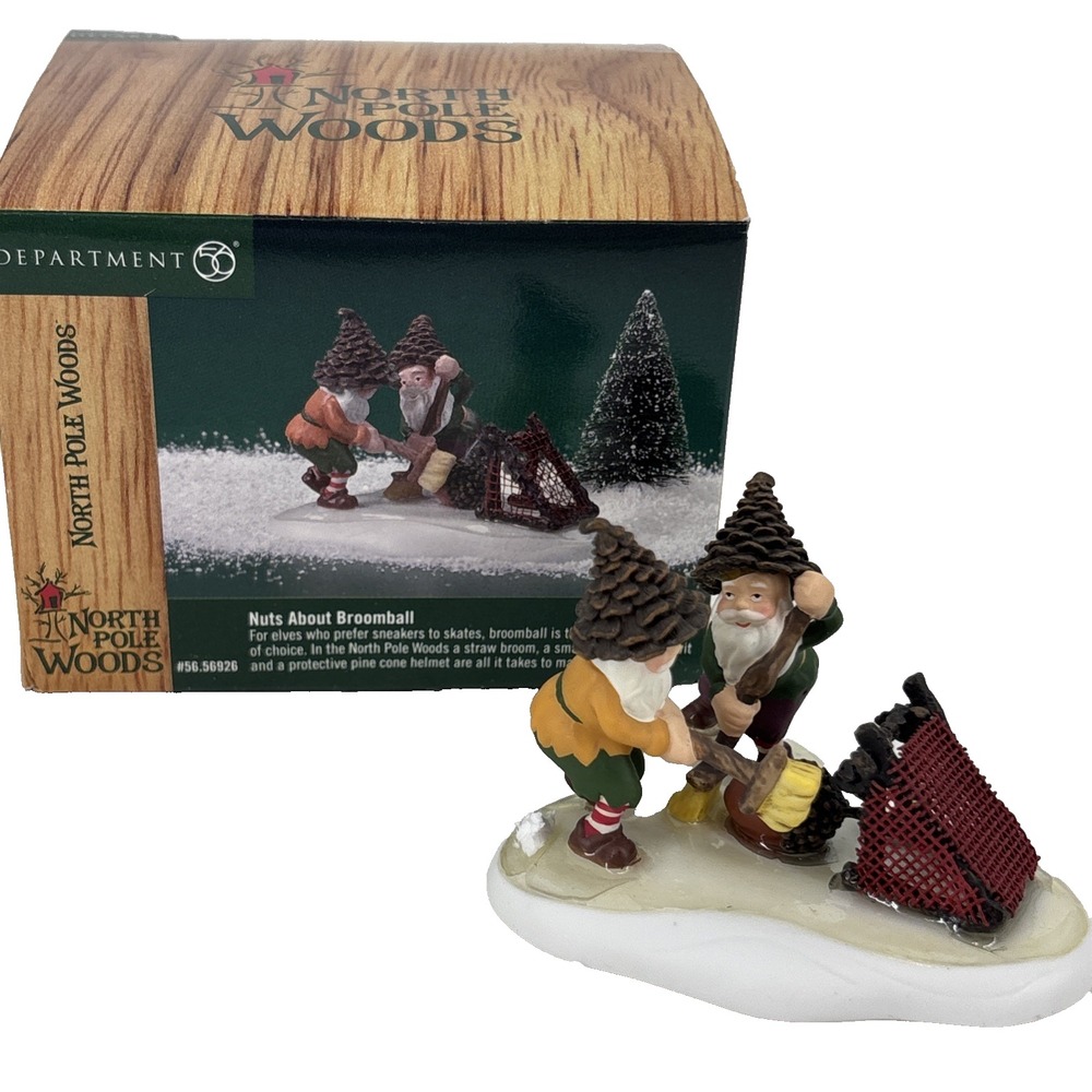 Department 56 North Pole Woods "Nuts About Broomball" 56.56926 Gnomes